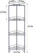4 Tier Floor Standing Corner Shower Caddy Organizer Shelf with Hooks, Bathroom Shelves Stand Rack, Dark Gray