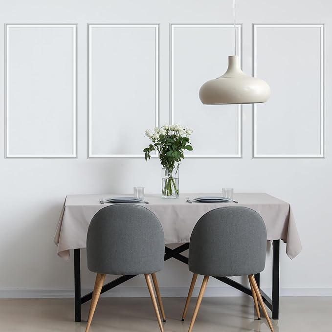 Accent Wall Molding Kit Premade Wainscoting Panels Wall Molding Peel and Stick Panel White Pre Cut Trim for Walls Picture Frame Molding for Home Decoration(6 Set,12 x 24 Inch)