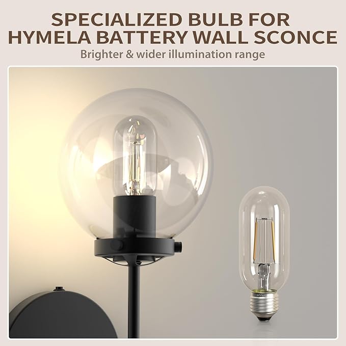 C03 Battery Operated Wall Sconce No Wired Rechargeable Wall Lamp with Clear Glass Shade Easy to Install Cordless Wall Light Fixtures for Bathroom Hallway Kitchen Mirror Black(Bulb Included)