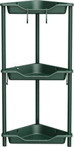 Orimade Rustproof 3 Tier Floor Standing Corner Shower Caddy Organizer, Plastic Metal Splicing Floor Corner Shelf Rack Stands for Bathroom, Dark Green
