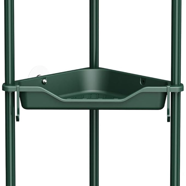 Orimade Rustproof 3 Tier Floor Standing Corner Shower Caddy Organizer, Plastic Metal Splicing Floor Corner Shelf Rack Stands for Bathroom, Dark Green