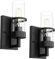 Tipace Black Hardwired Wall Sconces Set of 2,Modern Bathroom Vanity Sconces Wall Lighting with Clear Glass Shade,Farmhouse Wall Mount Lights for Mirror Bedroom Living Room Hallway Kitchen