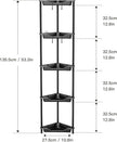 Orimade Rustproof 5 Tier Floor Standing Corner Shower Caddy Organizer, Plastic Metal Splicing Floor Corner Shelf Rack Stands for Bathroom, Black