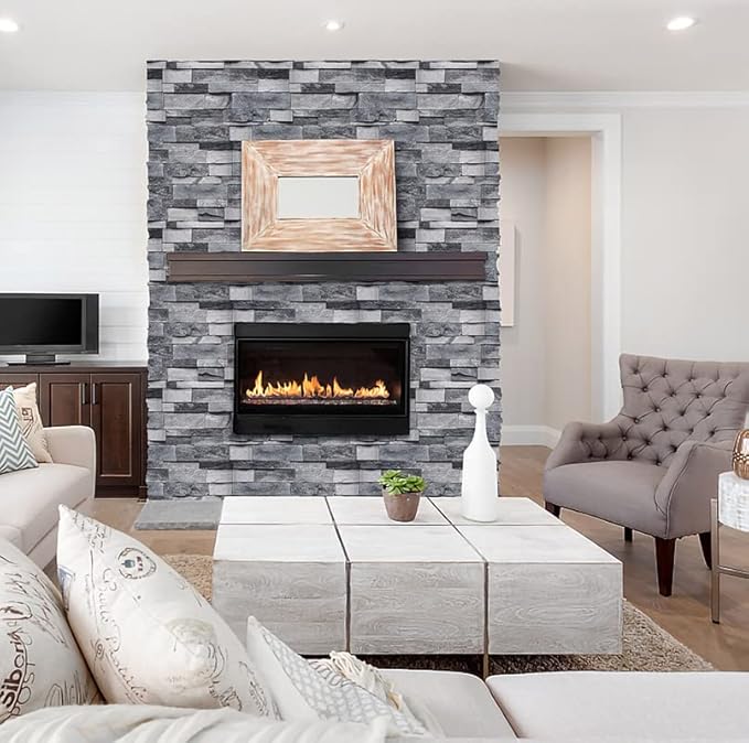 Timeet Grey Brick Wallpaper Peel and Stick Stone Wall Paper 17.7”X 118”Self Adhesive Removable Vintage Brick Contact Paper Faux Textured Wallpaper Home Decoration