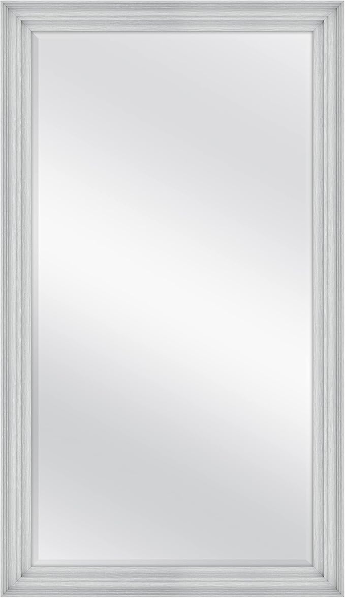 MCS Ezra 28.66x49.66 Large Wall Mirror, Gray Woodgrain & Beveled Mirror, Vertical & Horizontal Wall Hanging Mirror for Bathroom, Bedroom & Livingroom