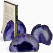 JIC Gem Purple Agate Bookends Geode Book Ends Decorativer Crystal Bookends for Heavy Duty with Rubber Bumpers (1 Pair, 6-8 LBS)