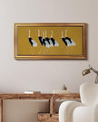 HUARCEY Gold Framed Vintage Wall Art for Living Room, Animals Painting Prints Shelf Decor for Kitchen, Aesthetic Bedroom Wall Art Decor, Christmas Gifts for Friends or Family (Seven Cranes 20