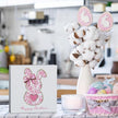 Pink Happy Easter Sign Easter Table Decor Bow Bunny Decor Blue And White Chinoiserie Decor Wooden Box Sign for Home Office Bedroom Living Room Desk Shelves