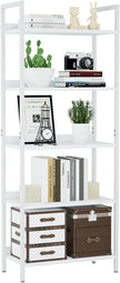 NUMENN Bookshelf, 5 Tier Bookshelves, Home Office Bookcase Shelf Storage Organizer, Free Standing Storage Shelving Unit for Bedroom, Living Room and Home Office, White