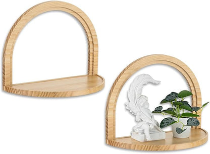 Boho Shelves Wall Decor: Mid Century Modern Floating Shelves with Ledge for Bathroom Bedroom Living Room Nursery