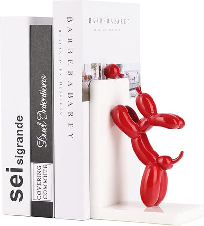 Resin Balloon Dog Book Ends Decorative，Balloon Dog Bookends Animal Bookends，Animal Book Ends for Kids Books，Cute Bookends Unique Book Ends Book Stopper Book Holder for Shelf Office Home Decor