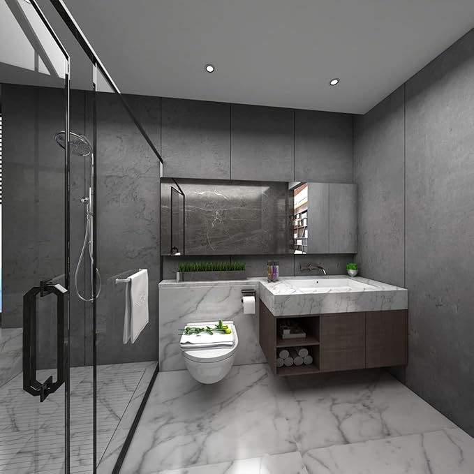 48x197in Extra Wide Dark Grey Concrete Wallpaper Peel Stick Cement Look Contact Paper Matte Thicken Adhesive Waterproof Vinyl Wall Stickers for Apartment Office Modern Industrial Style Charcoal Gray