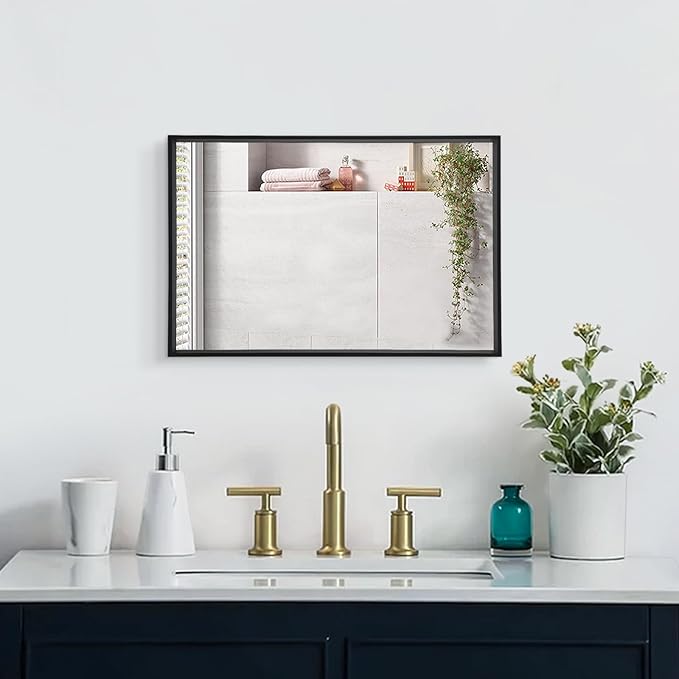 AAZZKANG Black Mirrors for Wall Rectangle Metal Framed Mirror Large 20