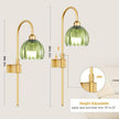 Vintage Battery Operated Wall Sconces Set of 2, Gold Rechargeable Wireless Wall Lamp Lights with Glass Lampshade & Remote,Dimmable 12 Colors Flower Wall Sconce for Bedroom Living Room Hallway