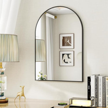 16x24 Arch Wall Mirror, Black Bathroom Mirrors for Over Sink, Metal Frame Wall Decor for Entryway, Bedroom, Living Room