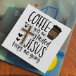 Christian Coffee Decor Wood Sign, Farmhouse Kitchen Wall Art with Inspirational Quote, Religious Rustic Wood Box for Coffee Bar, Shelf, Desktop