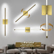 Battery Operated Wall Sconce Set of 2 Rechargeable Wireless Cordless 12000ma 360° Rotation Large Wall Lights lamp Modern Decor Linear Long Metal Gold 28