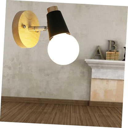 Minimalist Solid Wood Wall Lamp Black Socket Modern Loft Lighting Decor for Bedroom Living Room Dining Study Bathroom Space Saving Mounted Decorative Sconce