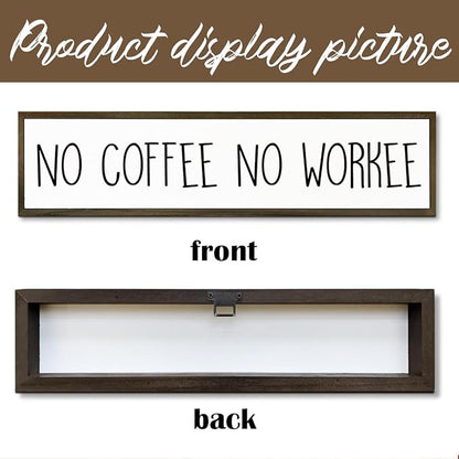 Funny Coffee Signs Decor, Funny Offices Decor, Coffees Work Humor Wood Signs, Home Kitchen Decors for Shelf, Decorative Wooden Table Sign, No Coffee No Workee Sign, 17.8x4x1.2 inches