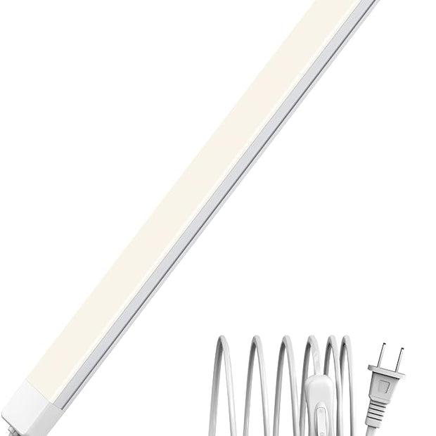 ASOKO 16 Inch Under Cabinet Lights,Plug and Play Under Counter Lighting,4500K Daylight White with 700LM Bright,ETL Light Bar with ON/Off Switch for Kitchen,Under Desk,Workbench