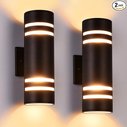 Housen Solutions Outdoor Wall Lights 2 Pack, Modern Exterior Lighting Fixtures IP65 Waterproof, Up Down Outside Lights for House Porch, Bronze