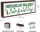 Shenanigans Malarkey & Tomfoolery Sign, Funny St Patricks Day Sign, Lucky Clover Decor Art, St. Patrick's Day Themed Decor for Home Office Party Cafe Shop Coffee Bar Club, 9.5x3.1x1 inches