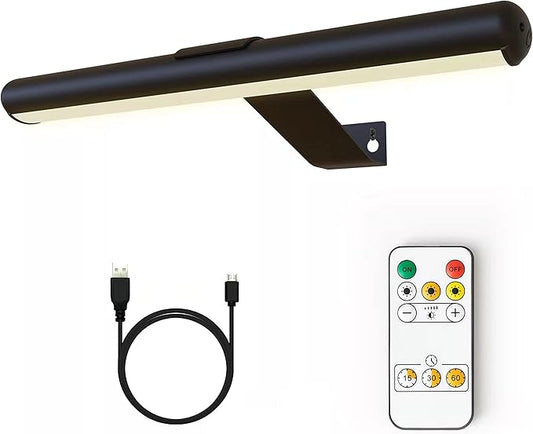Picture Light with Remote,Battery Painting Light with 3 Lighting Colors Rechargeable,Art Light Display Wall Light with Dimmable Timer, Full Metal Picture Light for Picture Gallery Dart