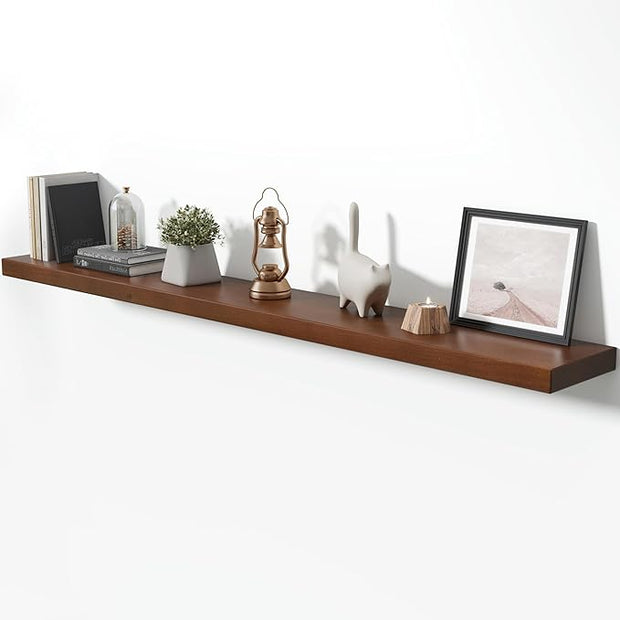 Axeman 72 Inch Floating Shelves for Wall, 9.3" Deep High End Solid Real Wood Wall Shelves with Heavy Duty Invisible Bracket for Living Room, Bedroom, Kitchen, Bathroom, Set of 1, Walnut Finish