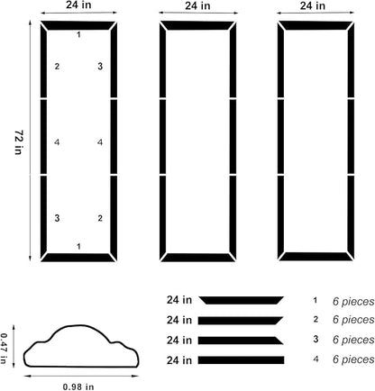3 Set Peel and Stick Wall Molding Kit, Premade Self Adhesive Wainscoting Panels, Ready to Assemble Accent Molding Trim for Interior Wall Moulding Decor (24x72in)
