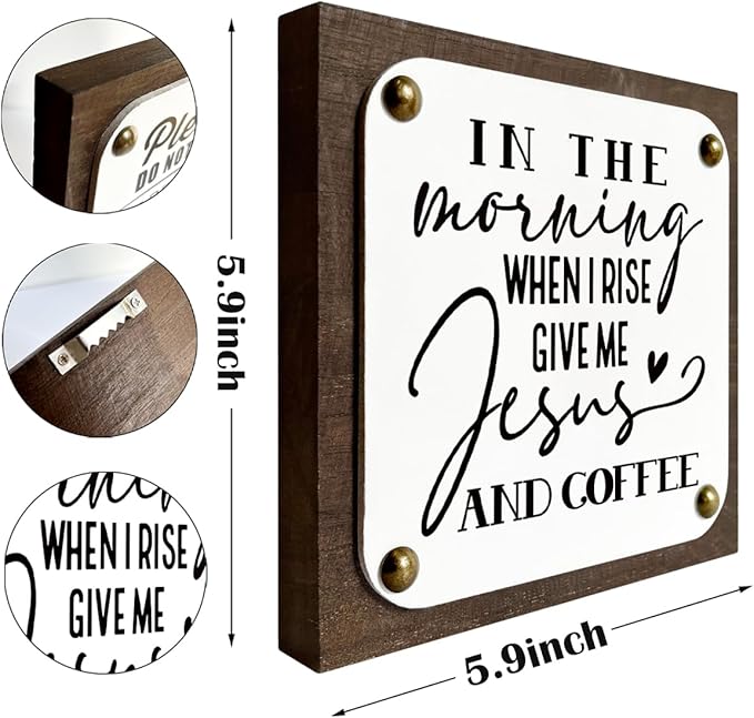 Coffee Wood Sign, Coffee Home Decor, Wooden Box Signs Decors Art, Kitchen Shelf Decoration, Coffees Lover Present, In the Morning When I Rise Give Me Jesus and Coffees Sign