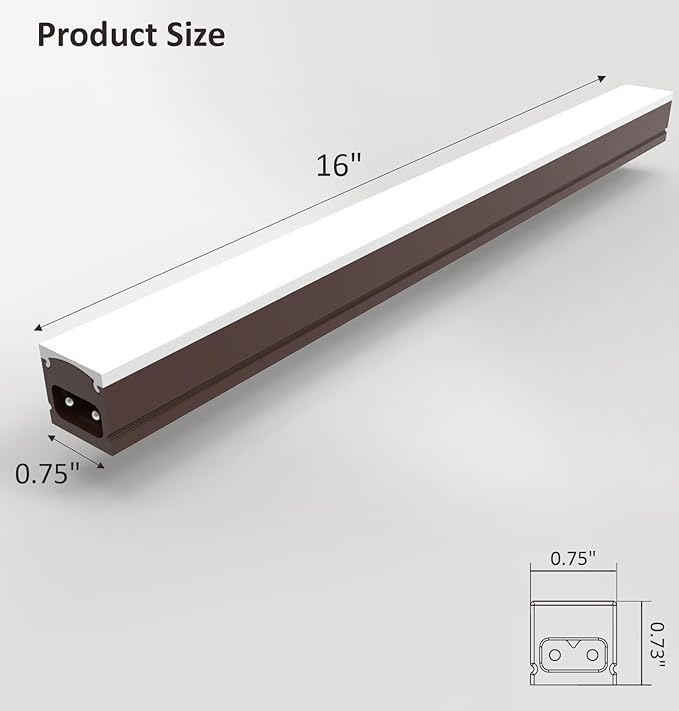 Under Cabinet Lighting Plug in, 16 Inch 1 Pc, Linkable AC120V 3CCT 3000K/4000K/5000K Ultra Slim, LED Under Cabinet Lights for Counter Light, Kitchen, Shelf, Sink, Workshop, Desk, Bronze