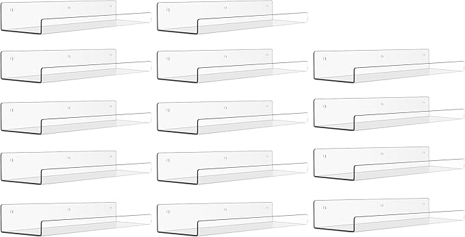 upsimples 14 Pack Acrylic Shelves Wall Organizer and Storage, 15