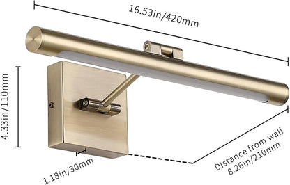 Joosenhouse LED Picture Lights for Paintings Bronze Finish 16.53" Long Swing Arm Display Wall Art Light 7W Gallery Hallway Lighting Over Pictures,Hardwired Connection 3000K