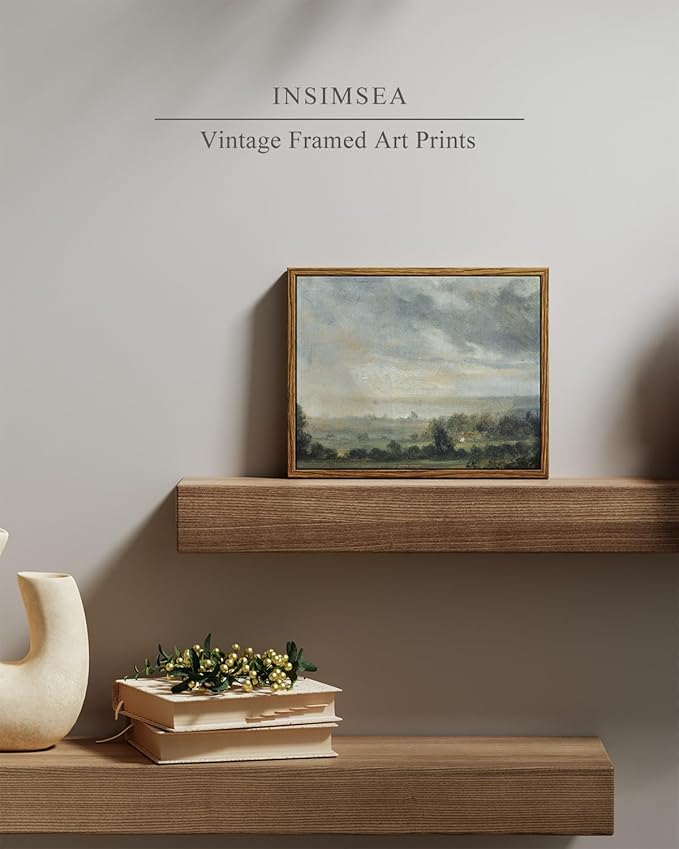 InSimSea Framed Canvas Wall Art, Vintage Decor - Classical Scenery, Vast Grassland Painting - Living Room, Bedroom, Bathroom Wall Decor - 8