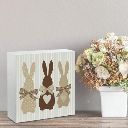 Easter Decor Indoor Easter Party Decorations Farmhouse Easter Peeps Bunny Rabbit Egg Sign for Home Room Badroom Bathroom Table Mantle Office Dessk Decor