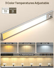 Under Cabinet Lights Wireless, 12'' Rechargeable Motion Sensor Light Indoor, 3 Color Temperature Dimmable Closet Lighting with Remote, Under Counter Lights for Kitchen, Pantry, Stairs, Wardrobe