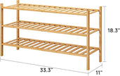 3-Tier Long Shoe Rack, Bamboo Wood Shoe Rack for Closet, Entryway & Hallway, Stackable | Beautiful | Functional | Sturdy