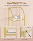 Bookcase Bookshelf, Tempered Glass Arched Bookshelf for More Storage, Slim Shelving Unit for Bedroom, Bathroom, Home Office, Steel Frame, 6 Tier Gold BC20699G