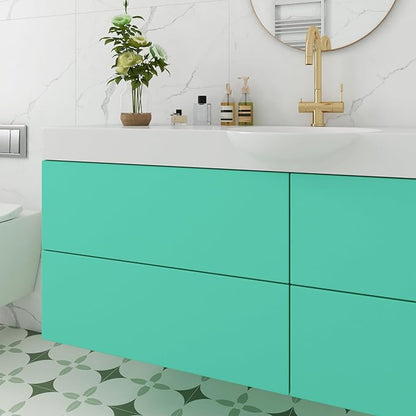 Livelynine 15.8x197 Solid Color Peel and Stick Wallpaper Aqua Green Thick Turquoise Contact Paper for Desk Classroom Locker Covering Kitchen Vinyl Wrap for Cabinets Renter Friendly Counter Top Covers