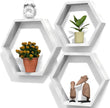 CADUKE Hexagon Floating Shelves Set of 3, White Wooden Hexagon Shelves for Wall Decor, Modern Honeycomb Floating Hanging Shelf, Decorative Wall Organizer for Living Room, Bedroom, Bathroom