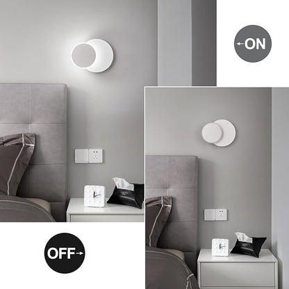 Modern LED White Wall Sconces Set of Two Acrylic Wall Lights Lighting Fixture 6000K White Light 8W Dimmable Wall Lamp Round Sconces Wall Lighting for Indoor Bedroom Bedside Hallway