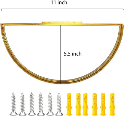 Cityelf Floating Shelves Wall Mounted Wall Decor Iron Glass Hanging Shelf Home Decor Set of 3 Display Ledge Shelves for Living Room Bedroom Office-Gold-S