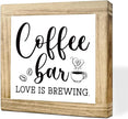 Wood Coffee Sign Coffee Bar Love Is Brewing Handmade Wood Coffees Decor Square Kitchen Wall Art Office Decor Rustic Cafe Bar Decoration Sign Coffees Plaque For Home Kitchen Decoration 5.9x5.9 Inch