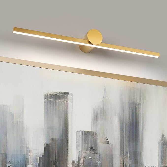 ZitoStory Battery Operated Picture Light for Wall with Remote,Minimalism Wireless Dimmable Art Lights for Paintings Rechargeable Gallery Light Artwork Lighting for Canvas, Portrait (Gold,23'' Inch)