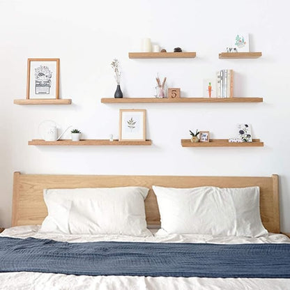 HOMWOO 36 Inch Floating Shelves Long Wall Shelf, Wall Mounted Natural Wood Picture Ledge Shelf for Living Room,Bedroom,Bathroom & Kitchen