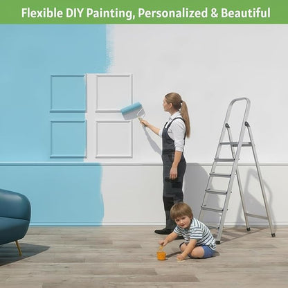 Peel and Stick Wall Molding, 4 Set 20" x 20" Premade Wainscoting Panels, Ready-to-Assemble Wall Accent Kit, Paintable Molding Trim Decor for Living Room Bedroom Hallway Kitchen Island