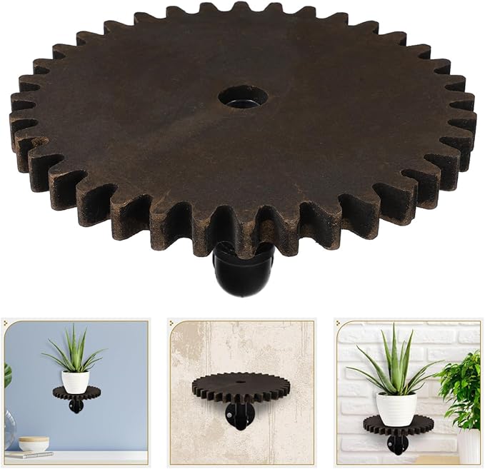 ARTIBETTER Industrial Pipe Shelf Wall Mount Retro Gear Floating Shelf 7.1X7.1X0.6 Inches Steampunk Industrial Wall Mount Iron Pipe for Bathroom Kitchen Storage