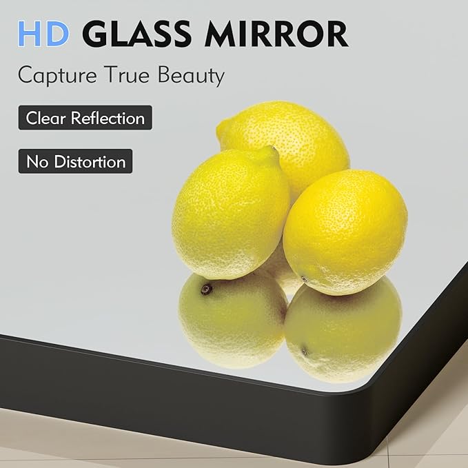 Black Bathroom Mirror 21X30 Inch, Black Metal Framed Mirror for Wall, Rounded Rectangle Matte Bathroom Vanity Mirror with Tempered Glass, Anti-Rust, Horizontal/Vertical