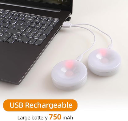 4 Pack Rechargeable Puck Lights with Remote & Touch Control, Wireless Under Cabinet Lighting, 3 Color Temperatures & Dimmable Stick on LED Lights, Magnetic Tap Light for Closet, Shelf Display, Kitchen