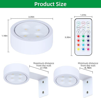 2 Pack Wireless Picture Lights for Wall, Magnetic White Picture Light Battery Operated with Remote, Dimmable Painting Light for Art Display, RGB Rechargeable Wall Lights for Photo Frame Gallery